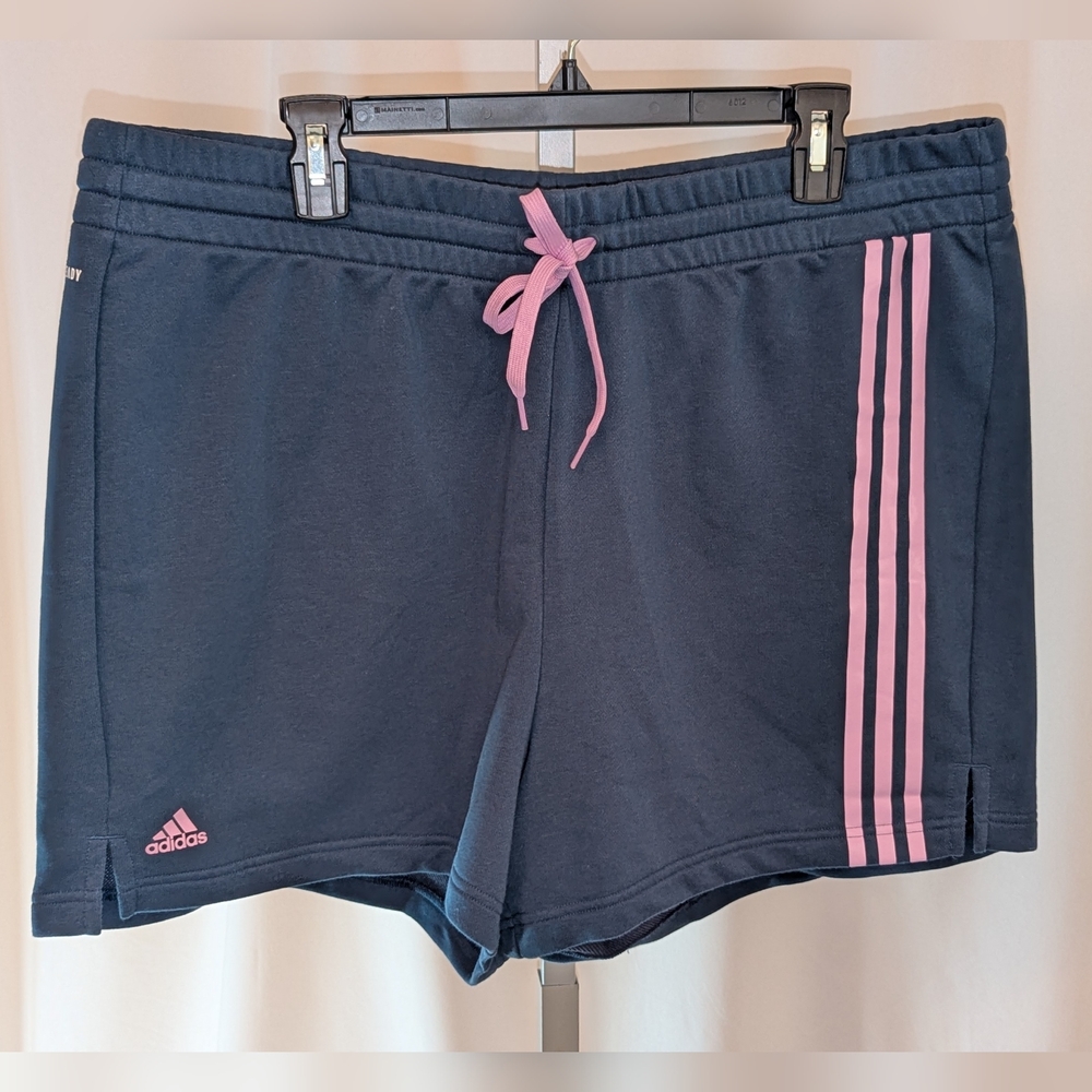 Adidas x Zoe Saldana Size 2X Blue w Pink Stripes French Terry Shorts NWT - Picture 4 of 12